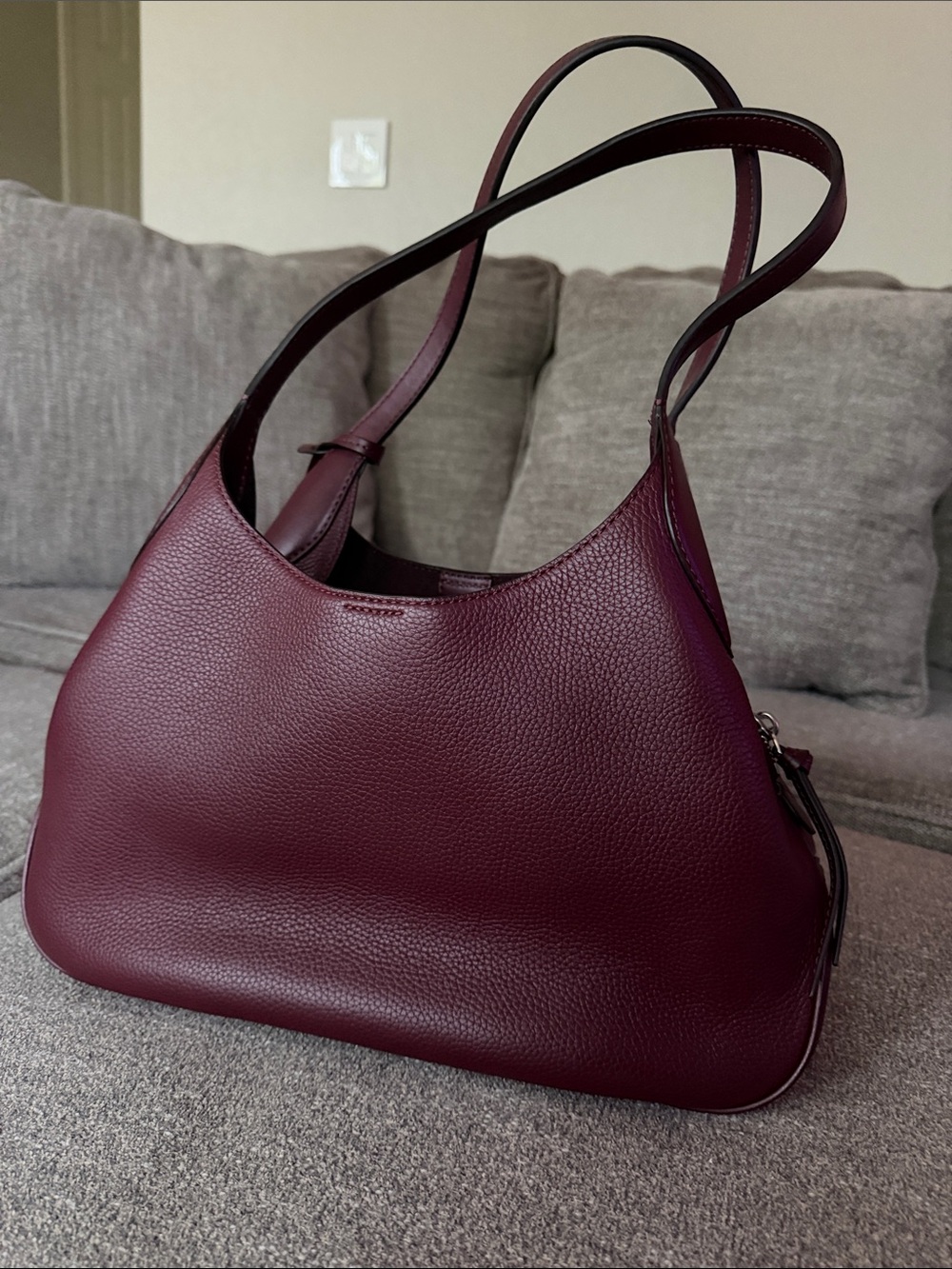 Michael Kors Pebbled Leather Shoulder Bag in Burgundy - Picture 2 of 6